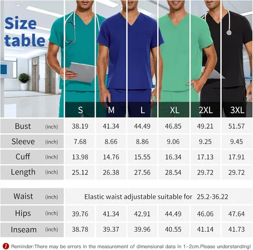 Vista 7 de niaahinn Conjunto de ropa quirúrgica para hombre y mujer, uniforme médico, unisex, ropa de trabajo, camiseta y pantalón clásico