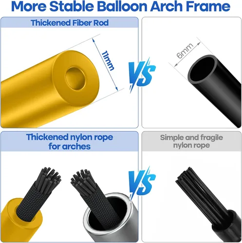 Vista 3 de Arco de globos, innovador kit de arco de globos resistente, soporte de arco de globos ajustable de 10 pies de ancho y 9 pies de alto con bases