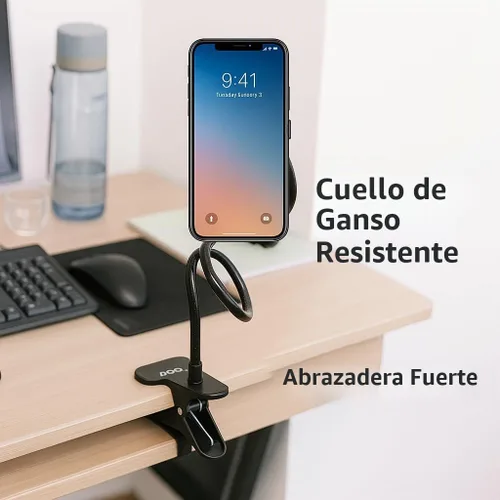 Vista 4 de AGOZ Soporte para teléfono celular, soporte de cuello de cisne, clip de abrazadera flexible para escritorio de oficina, cama, iPhone 17 Pro Max