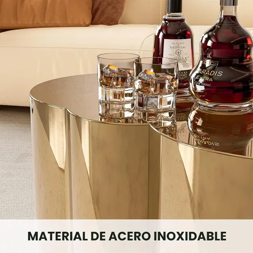 Vista 5 de IKIFLY Mesa de centro inoxidable dorada, diseño moderno de moda de nube