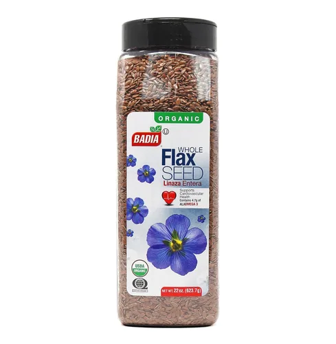 Vista 2 de Badia Semilla de lino entera orgánica, 22 onzas, superalimento alto en fibra y omega-3, certificado orgánico, sin OMG, para hornear, licuados