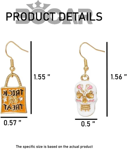 Vista 8 de 2 pares de aretes de Halloween, aretes colgantes de bruja blanca, aretes de fiesta de Halloween, aretes colgantes de gota de Halloween para mujeres