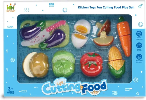Vista 3 de PowerTRC Juego de 18 piezas de 10 artículos de cocina para cortar frutas y verduras para niños Juego vegano de cocina de simulación Regalo