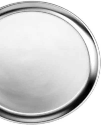 Vista 4 de TrueCraftware - Bandeja de pizza de 8 pulgadas con borde ancho de aluminio, juego de 3 utensilios para hornear, bandeja redonda para pizza, bandeja