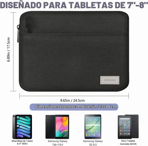 Vista 2 de MoKo Bolsa de manga para tableta de 7-8 pulgadas Negro- gris
