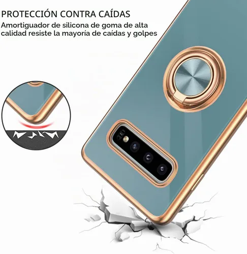 Vista 7 de DUEDUE Funda para Samsung Galaxy S10 Plus con soporte de anillo, rotación de 360 grados, magnética, dedo del automóvil, cubierta delgada a prueba