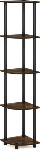 Vista 12 de Furinno Turn-N-Tube - Estantes de almacenamiento, estante para libros de 3 niveles, estante esquinero, estantes abiertos sin herramientas