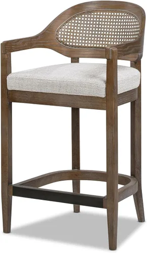 Vista 8 de Jennifer Taylor Home Americana Mid-Century - Taburete moderno de 26 pulgadas con respaldo de caña Boucle blanco marfil
