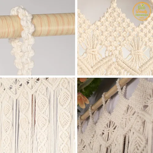 Vista 2 de Cortinas de Macramé para Puertas, Colgante de Pared de Macramé, Cortina de Puerta con Cuentas, Telón de Fondo Boho, Cuentas Colgantes para Puertas