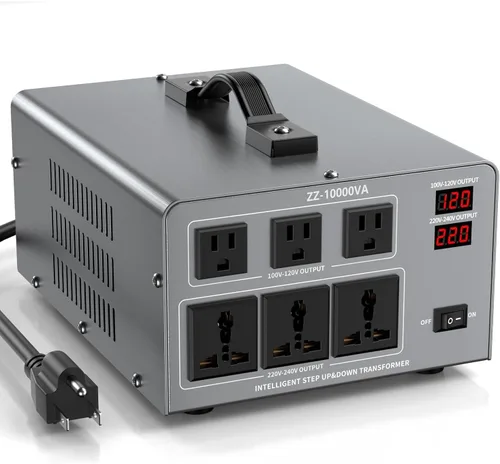 Vista 9 de Transformador convertidor de voltaje de 5000 W, elevador y descendente, 110 V/120 V a 220 V/240 V, reconocimiento automático de voltaje, convertidor