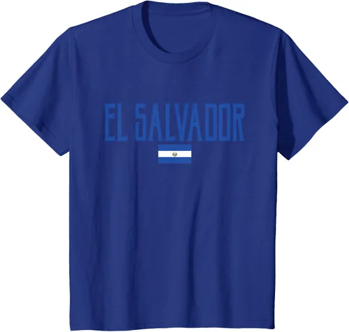 Vista 47 de Camiseta de texto azul con bandera de El Salvador, Negro, S