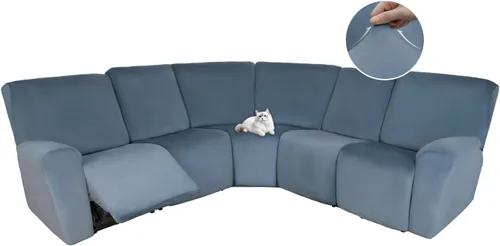Vista 128 de HDCAXKJ Fundas de sofá seccional reclinable de terciopelo, cubierta de sofá seccional en forma de L, lavable, elástica, suave, para rincón