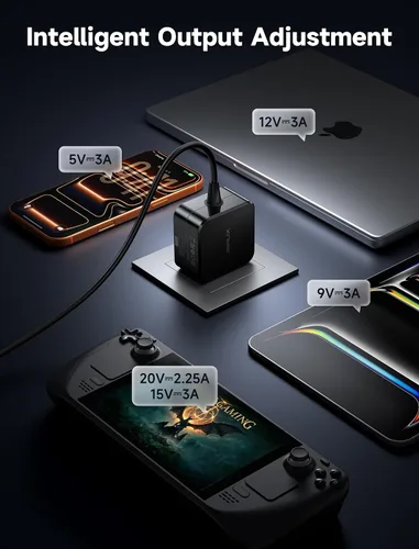 Vista 8 de JSAUX Cargador USB C de 45 W para Steam Deck/OLED, cable de 5 pies tipo C PD 3.0 de 45 vatios de carga rápida compatible con Steam Deck