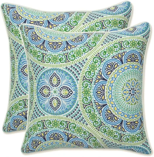 Vista 24 de Pillow Perfect Almohada decorativa floral para interiores y exteriores, relleno de felpa, resistente a la intemperie y a la decoloración, lumbar