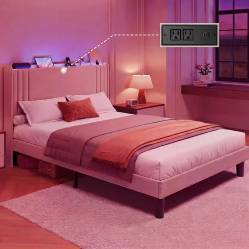 Vista 15 de Gizoon Base de cama matrimonial con cabecera con respaldo de ala, cama