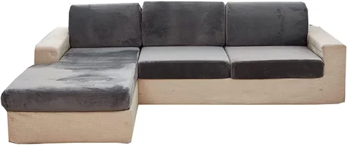 Vista 12 de Fundas elásticas de cojín para sofá, funda de cojín de terciopelo en forma de L para sofá chaise longue, funda de asiento de sofá seccional