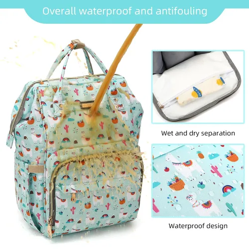 Vista 5 de GAIVP Mochila para pañales, bolsas de pañales para bebés, niñas y niños, bolsas de bebé para mamás papás, bolsa cambiadora de pañales con bolsillos