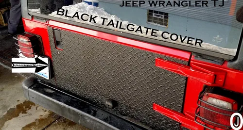 Vista 5 de Se adapta a Jeep Wrangler TJ 1 pieza negro placa de diamante cubierta de puerta trasera
