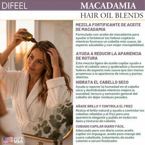 Vista 6 de Difeel Mezcla de aceite para el cabello de Macadamia - Tamaño de viaje 2.5 oz.