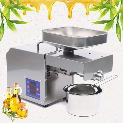 Vista 3 de Máquina de prensa de aceite de 110 V, máquina de aceite comercial resistente, extractor automático de aceite extractor de aceite frío y caliente