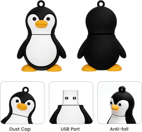 Vista 2 de Unidad flash USB de 32 GB modelo de pingüino lindo USB Drive USB 2.0 Memory Stick para almacenamiento de datos externo