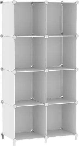 Vista 20 de AWTATOS Organizador de almacenamiento de 8 cubos, estante organizador de armario, estantería, estantes de almacenamiento apilables para armario