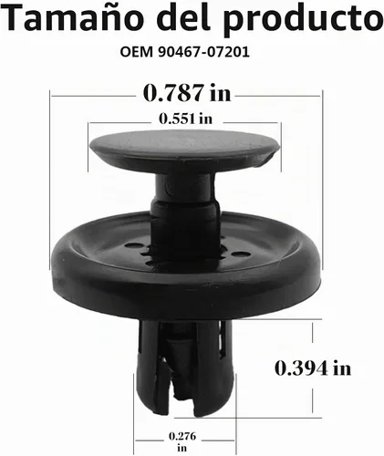 Vista 2 de 100 piezas de clips de retención tipo empuje de nylon para cubierta del motor, protección contra salpicaduras del parachoques, forro