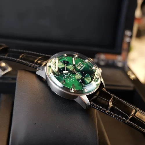 Vista 3 de OBLVLO IM-MUT - Reloj de pulsera para hombre, multifuncional, automático, luminoso, correa de cuero, mecánico, impermeable, reloj de moda