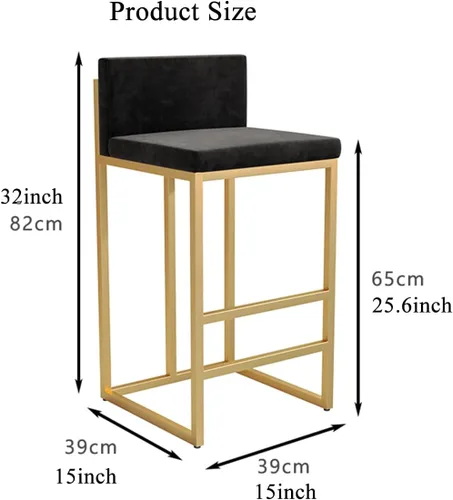 Vista 3 de Taburetes de bar de cocina para isla de cocina, taburetes de bar con taburetes de bar traseros de altura de 25.6 pulgadas, taburete de bar tapizado