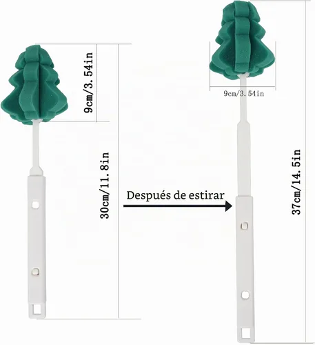 Vista 2 de Cepillos suaves para botellas de esponja 2 piezas con 2 ganchos sin rastro Juego de cepillos de limpieza con asas ajustables para copas de vino