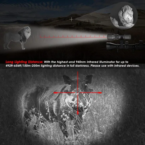 Vista 7 de Linterna iluminadora IR de 940 nm para alcance de visión nocturna, antorcha LED infrarroja con zoom recargable, función de memoria de 3 modos