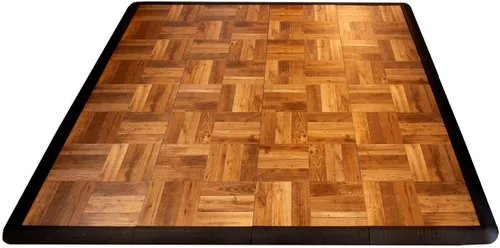 Vista 14 de Big Floors 3X3DKMAPLEFLOOR Kit de piso de baile modular entrelazado de plástico liviano (3' x 3'), roble oscuro, 21 piezas