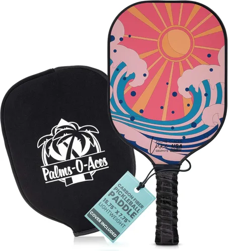 Vista 17 de Palms-O-Aces Carbon Fiber Pickleball Paddle – USAPA Approved 16mm T700 Graphite Paddle with Textured Spin Surface Lightweight Carbon Fiber