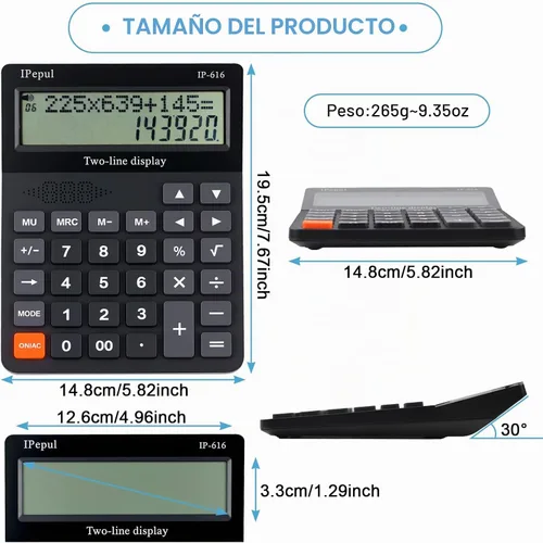 Vista 3 de Calculadora de escritorio, calculadoras básicas de escritorio iPepul con botones grandes y pantalla de 2 líneas, calculadora simple de 4 funciones