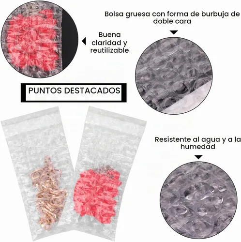 Vista 3 de 100 piezas de pequeñas bolsas de burbujas autosellables de 2" x 3.15" Bolsas de burbujas mini autosellables, bolsas de acolchado, bolsas de doble