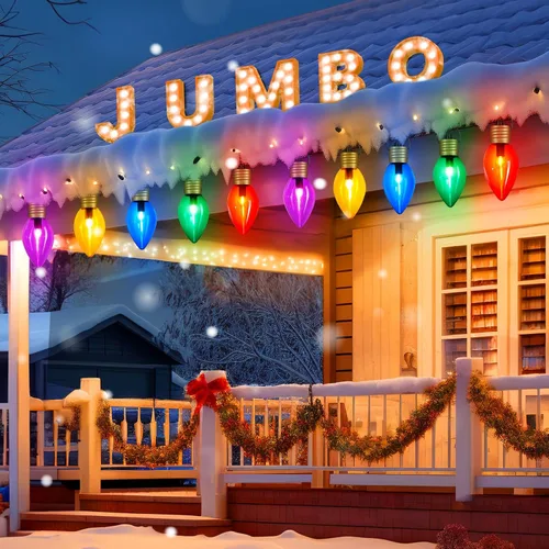 Vista 15 de Strawberry Jumbo C9 Luces de Camino de Navidad para Exteriores - 8.5 Pies 5 Luces LED C9 de Navidad, Luces C7 Cubiertas Jumbo Multicolor Luces