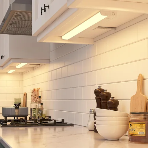 Vista 3 de Getinlight 30,48 cm de luz LED para debajo de gabinete, solo cableada, de 3 colores, seleccionable 3000K/4000K/5000K, regulable, acabado en blanco