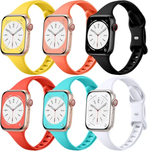 Vista 14 de Lerobo Paquete de 6 correas deportivas de silicona compatibles con Apple Watch Series 7, 8, SE, 6, 5, 4, 3, 2, 1