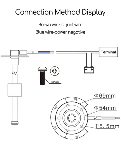 Vista 6 de Unidad de envío de tanque de combustible para barco, de 0 a 90 ohmios, 10 pulgadas (9.843 in), sensor de nivel de combustible de gas de acero