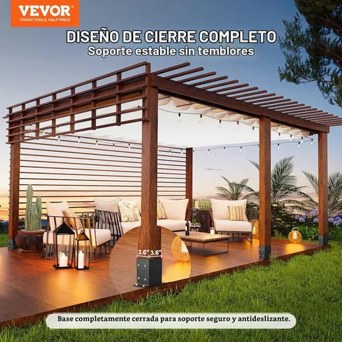 Vista 2 de VEVOR Base para Poste 4x4 2 Piezas, Tamaño Interior 3.6"x3.6" Soportes de Base para Poste, Anclaje de Poste de Servicio Pesado con Recubrimiento