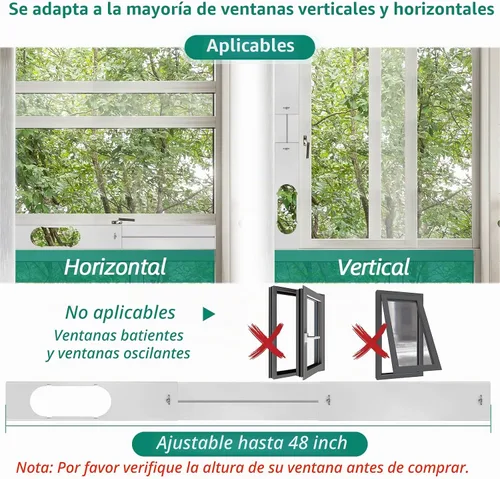 Vista 6 de Kit de ventana de aire acondicionado portátil, kit de ventilación de CA universal ajustable con manguera de escape de 5.9 pulgadas para ventanas