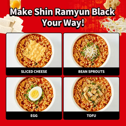 Vista 7 de Nongshim Taza de fideos Ramen instantáneos Shin Black Premium, paquete de 6, verduras gruesas y carne de res real, mezcla de sopa de ramen