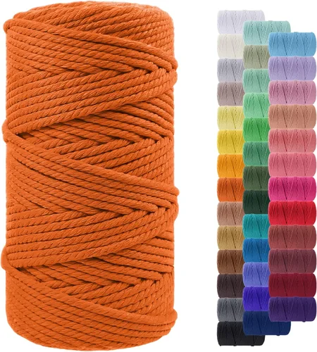 Vista 75 de Cordón de macramé de 0.079 pulgadas, cuerda de algodón natural de 109 yardas, hilo de cuerda de macramé para manualidades, ganchos de pared