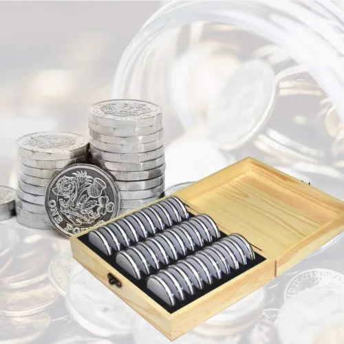 Vista 2 de Caja universal de colección de monedas de madera de 30 piezas, estuche de almacenamiento para monedas, contenedor de cápsulas para monedas, caja