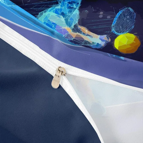 Vista 6 de Erosebridal Juego de ropa de cama con pelota de tenis para niños, funda de edredón con temática de juegos deportivos, tamaño individual para niños