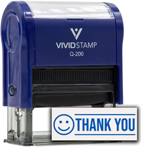 Vista 17 de Sello de goma autoentintado Thank You (Smiley Face) (tinta negra) - Q-200