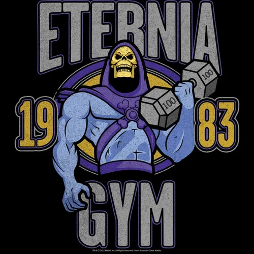 Vista 2 de Masters of The Universe He-Man Skeletor Eternia Gym 1983 Image - Camiseta de manga corta para adultos, Negro