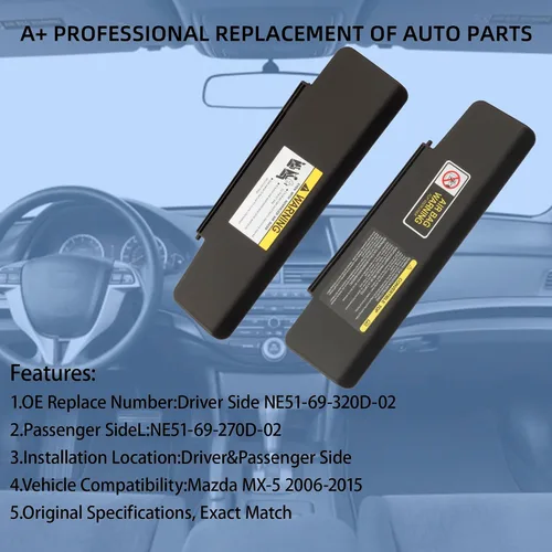 Vista 3 de Dasbecan - Visera solar izquierda compatible con Mazda MX-5 Miata 2006-2015