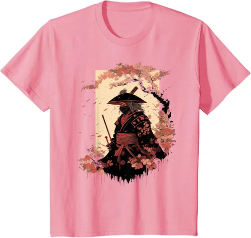 Vista 85 de Camiseta estética vintage samurái de arte japonés samurái retro cereza, Negro