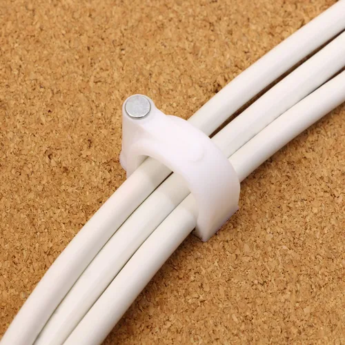 Vista 2 de Mini Skater Clips de cable Ethernet de nailon de 0.630 in para clavos en círculo, gestión de cables, paquete de 50 unidades (blanco)